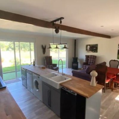 Open plan living, dining and kitchen area