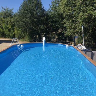Private pool with current machine for endless swimming